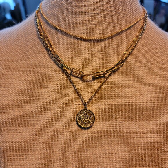 Gold Coin Multilayer Necklace - Picture 1 of 9